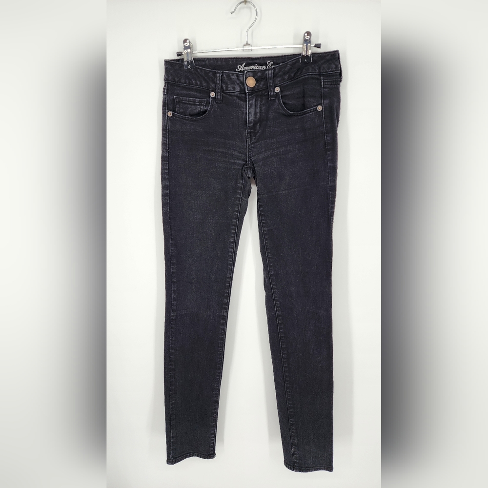 3/$25 80. American Eagle Skinny Jeans‎ 4L Faded / Washed Black Stretch LONG
